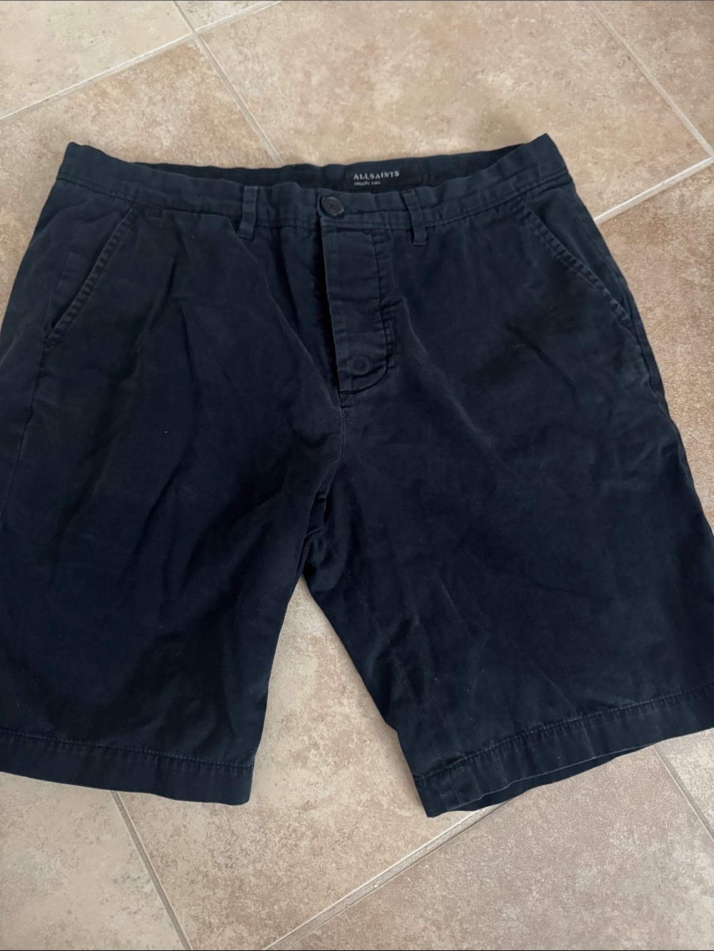 All Saints Men's Black Flat-Front Shorts